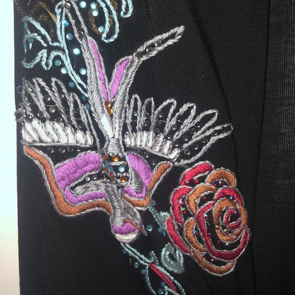 Front Tie Black Cardigan with Design 🖤 - Picture 4 of 7